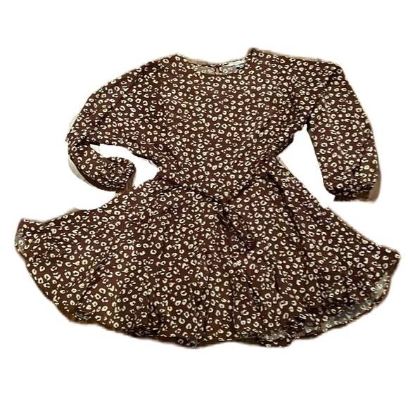 Jodifl Women's Long Sleeve Brown Dress Animal Print Belted Waist Small EUC - Picture 1 of 14